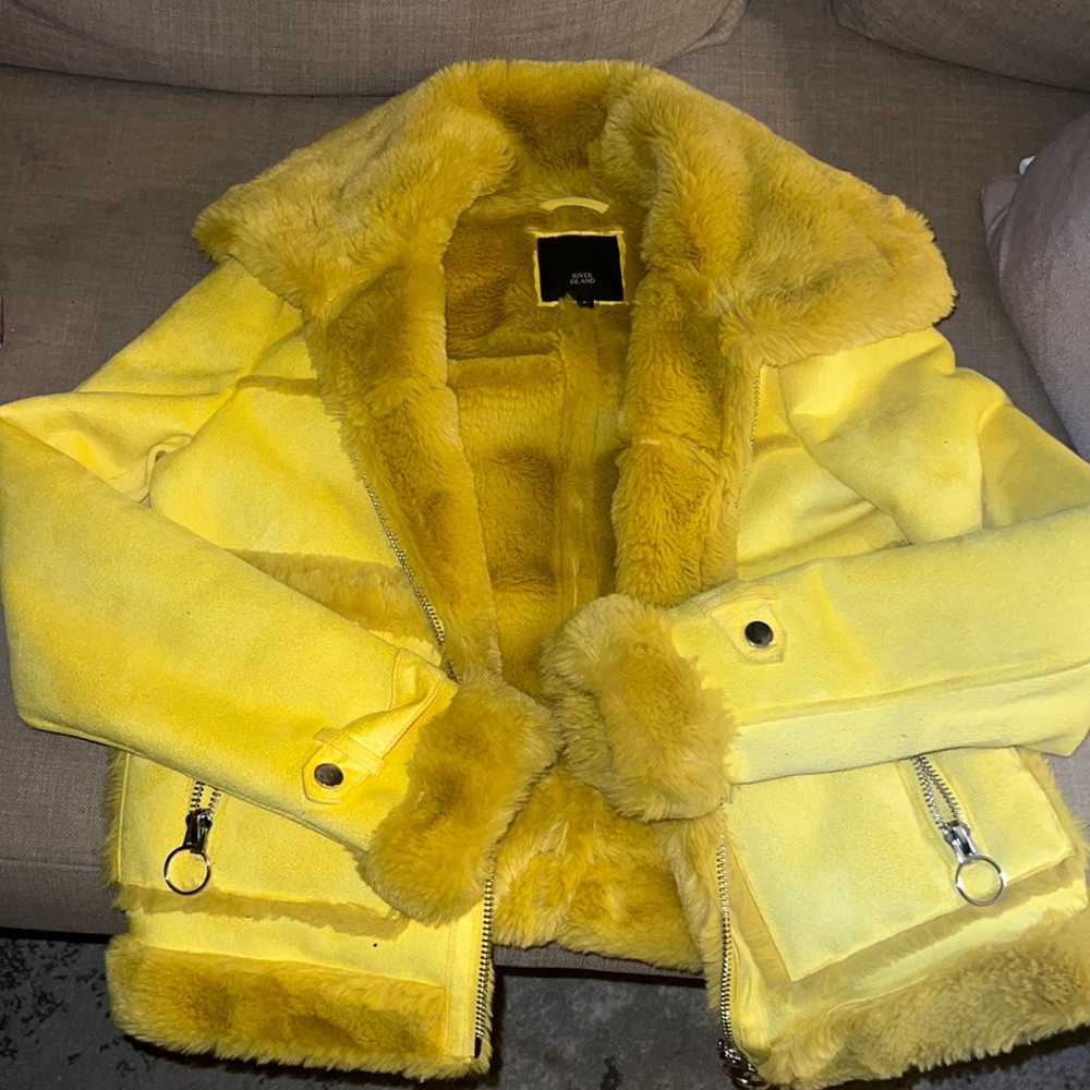 River Island Designer Faux Shearling Aviator Jacket